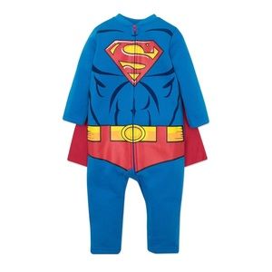 WARNER BROS Justice League Superman Zip Up Costume Coverall Newborn to Little Ki
